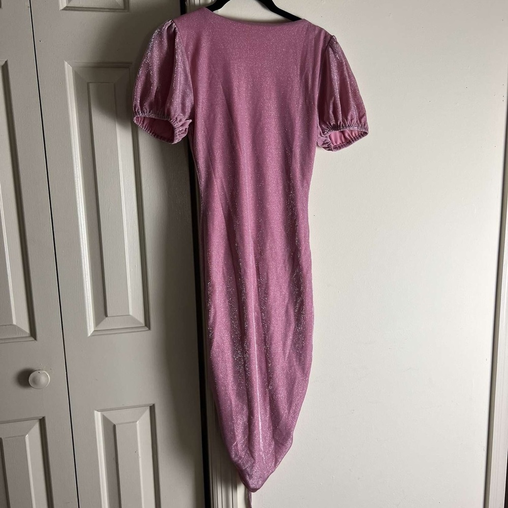 Pink Privacy Please Ruched Drawstring Sylvie Mini Cleavage Dress Small - Picture 6 of 9